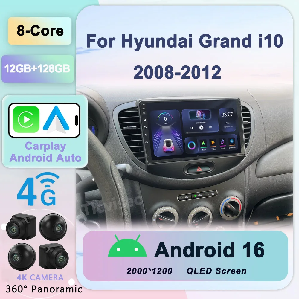 

2 Din Android 16 Car Radio For Hyundai i10 2007 2008 2009 2010-2013 Stereo Multimedia Player 4G GPS Navigation 2din Carplay