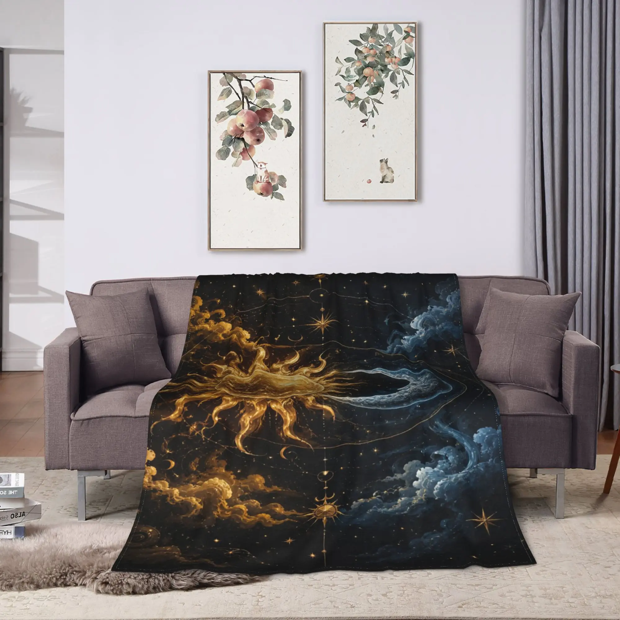 Astrology Zodiac Moon and Stars Blankets Quality Super Warm  Throw Blanket Autumn Travel Office Outdoor Comfortable Bedspread