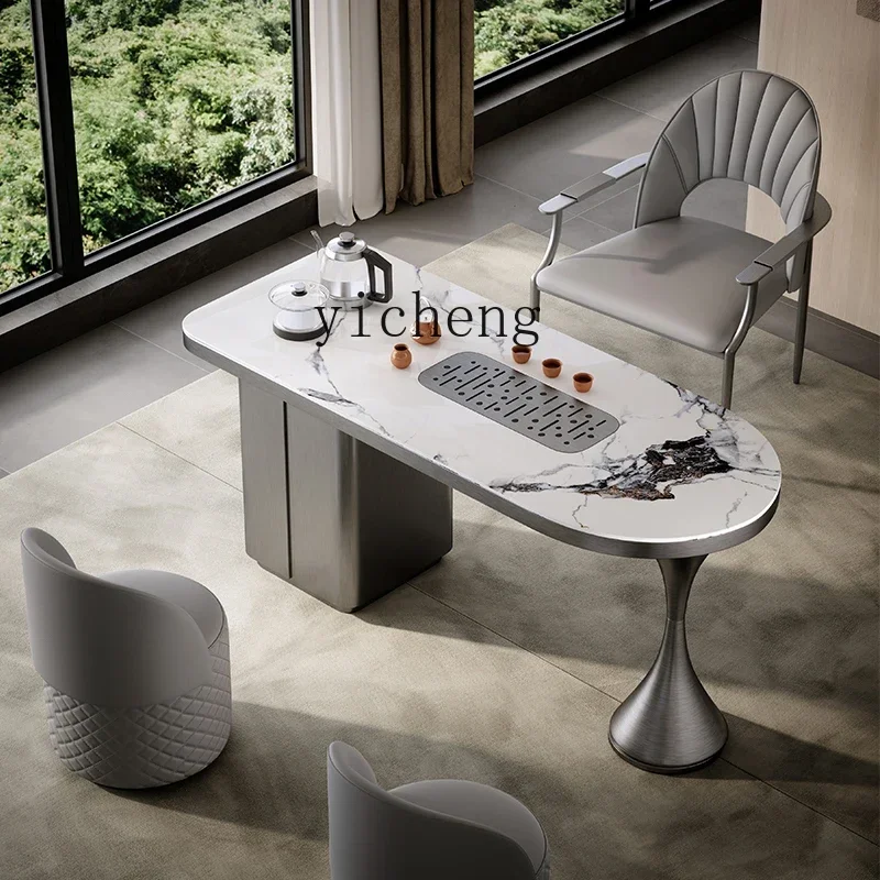 CJ-12 Rock Slab Tea Table And Chair Combination Modern Simple Light Luxury Balcony Tea Table