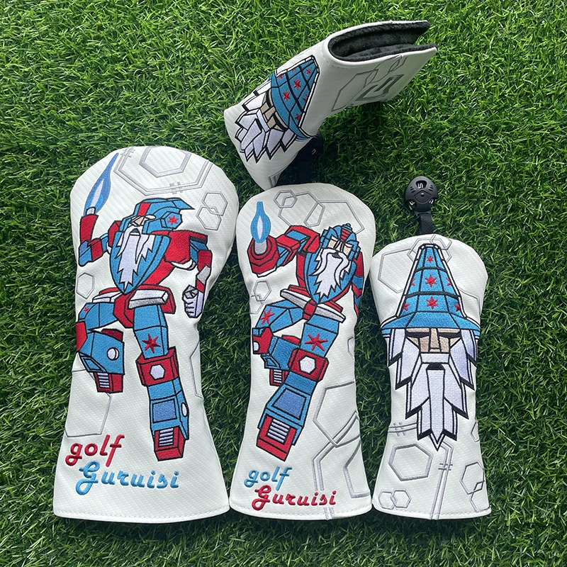 robot wizard Golf club cover wood cover Golf club shaft fairway wood cover Golf club head Protective Cover robot wizard