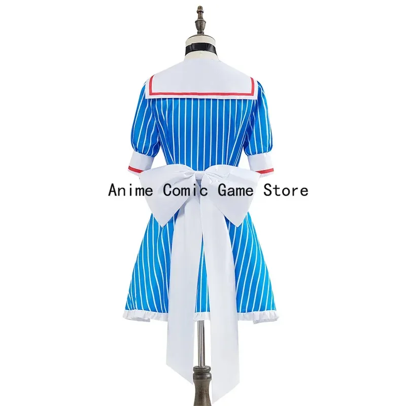 

aaa12 3S-XL Mikuu Hypnotist Cosplay Maid Wig Kasane Tetoo Blue Striped Lolita Dress Halloween Party Outfits for Women