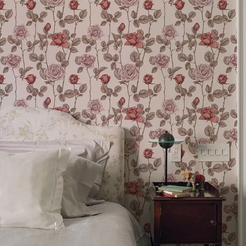 Boho Floral Peel and Stick Wallpaper Rose Self Adhesive Waterproof Contact Paper for Bedroom Wall Drawer Decor