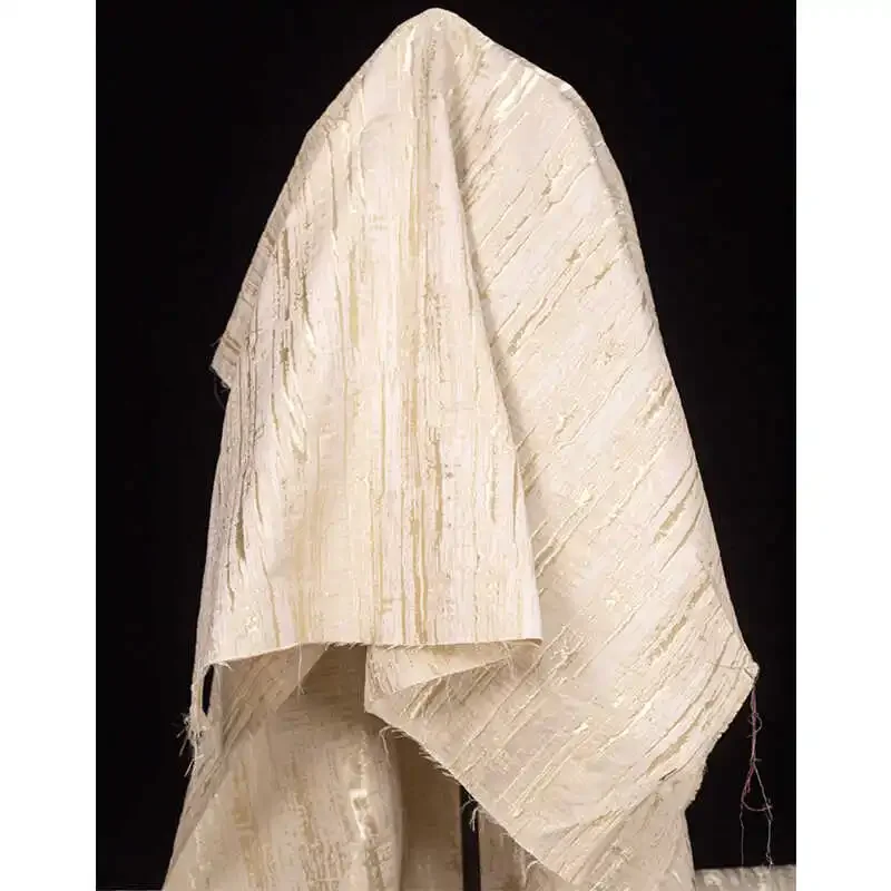 

Жаккардовая ткань, бежевая, с вертикальными полосками, широкая, прямая, креативная, модельерская одежда, ткань для шитья, ткань «сделай сам» на метр