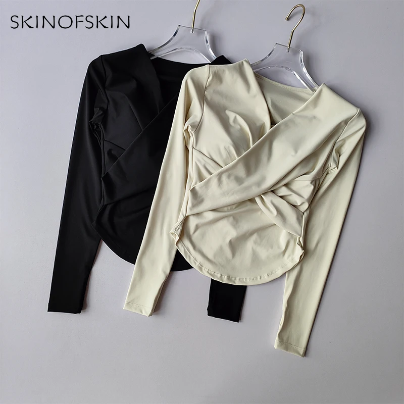 Naked New Sportbekleidung Cross-Top Lauf-Outwear Damen Einteiliges Langarmshirt mit integrierten Cups Sexy Yoga-Kleidung Fitnesskleidung – Detail 10