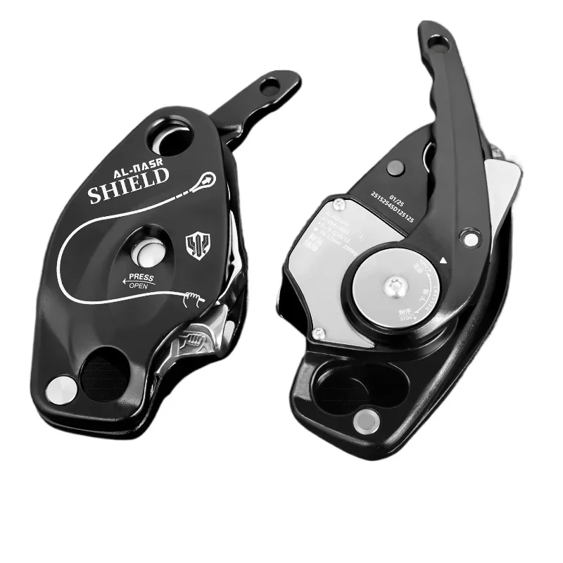 Shield Descender Anti-panic Cam Manual Stop Outdoor Climbing Speed Downhill Aerial Work Protector Descender