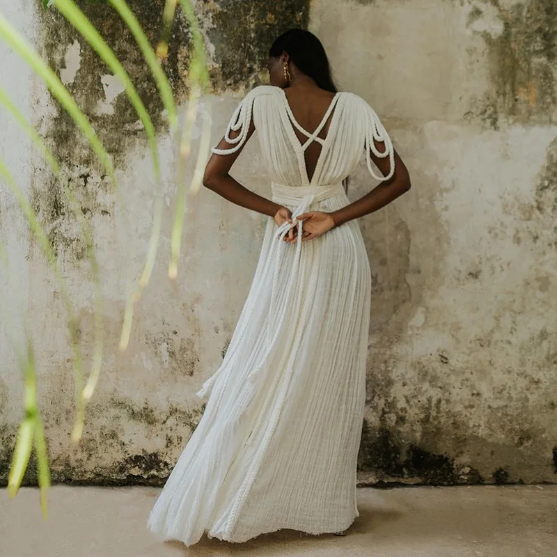 Para Praia-Robe de plage longue et sexy, ajourée, avec string, cover-up pour les maillots de bain, vêtements de plage pour femmes, 2024