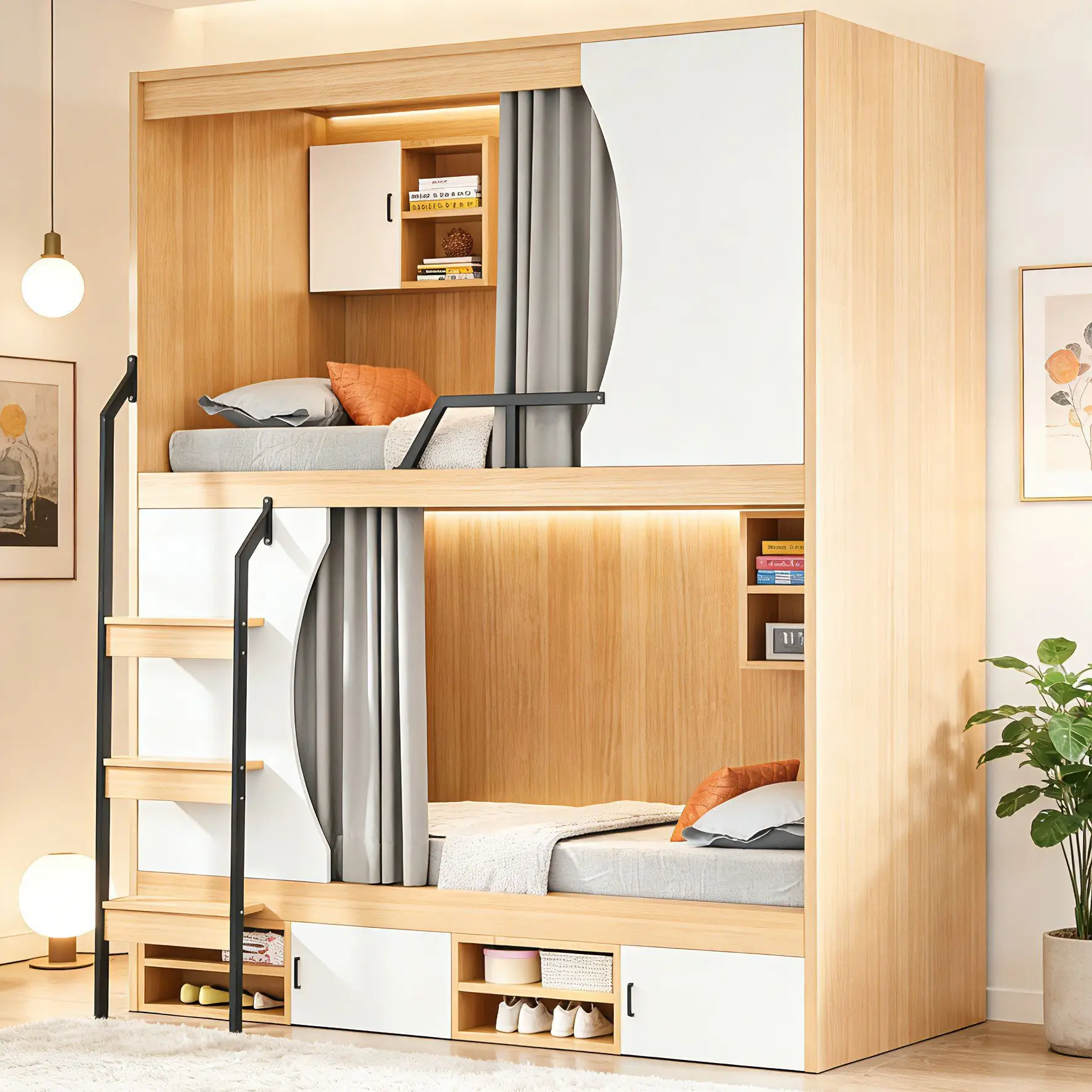 Upper and lower beds Youth Hostel B & B Bunk beds E-sports hotel  Apartment  Student dormitories Solid wood bunk beds