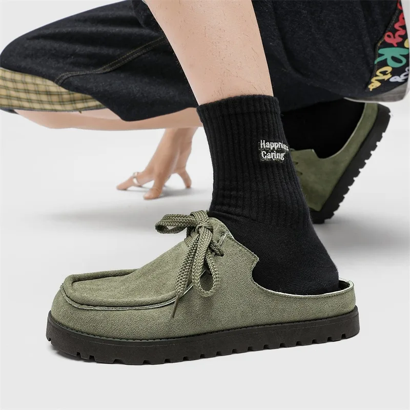 

Men's Bag Head Half Tray Shoes Casual Trendy Comfortable Soft One-pedal Slippers Fad Retro Men's Cool Slippers Sandalias Hombre