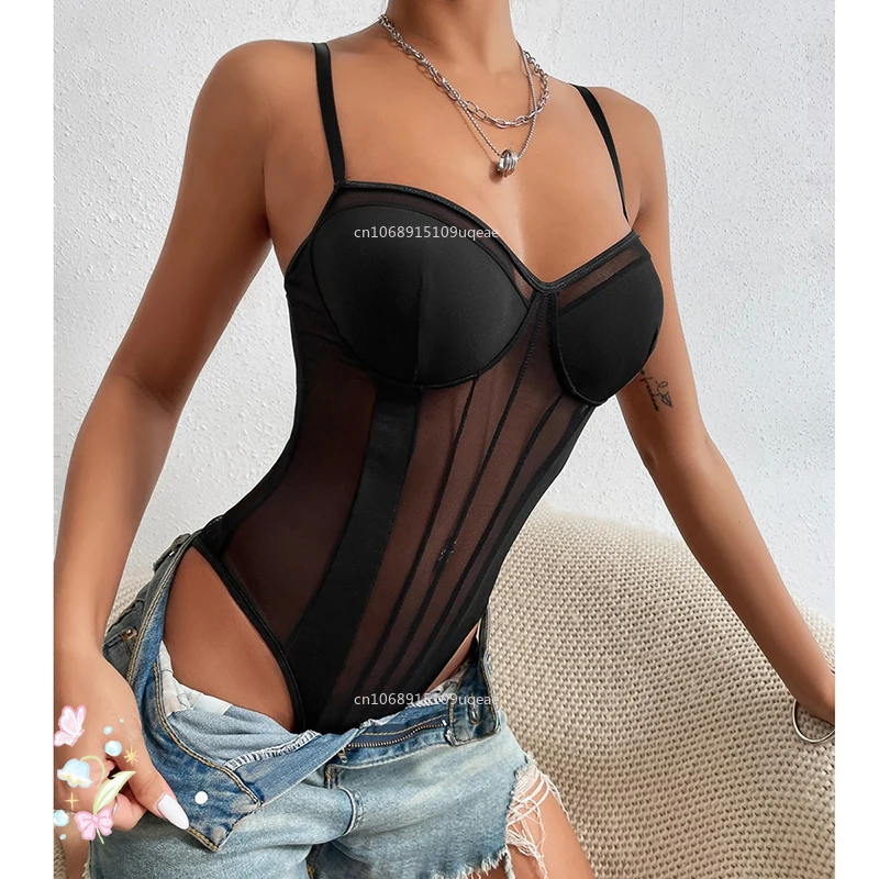 Sexy Bodysuit Shapewear Deep V-Neck Body Shaper Thong Shapers Waist Trainer Women Adjustable Strap Padded Push Up Bra Corset Top