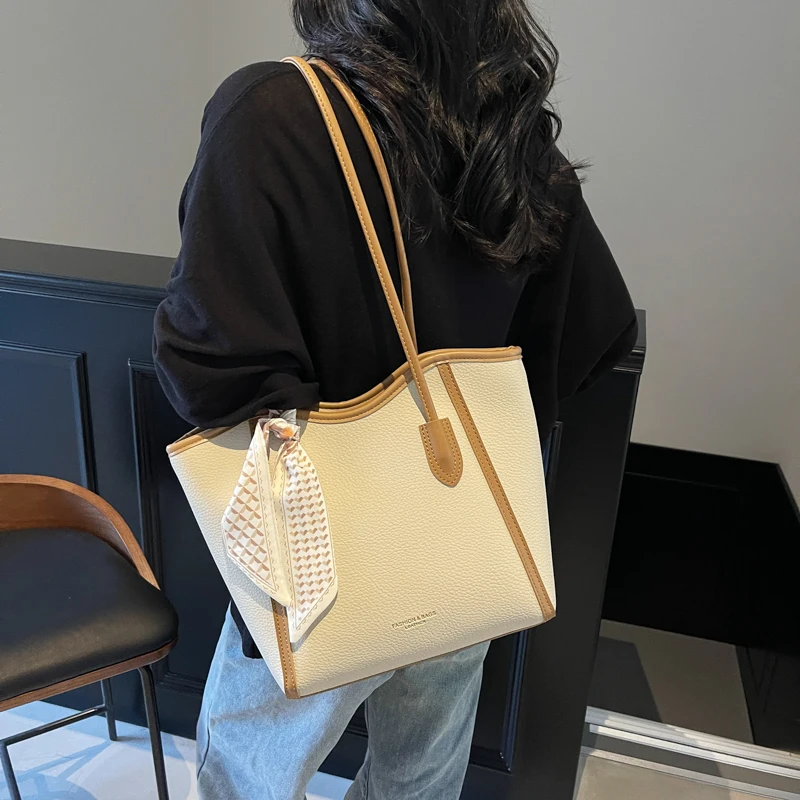 

High-quality Women's PU Leather Tote Bag Large Capacity Bucket Shoulder Bag Fashion Handbag Crossbody Purse for Lady Office New