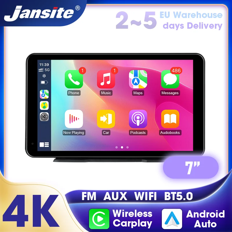 Jansite 7 Zoll Linux-System Nachtsicht-Autoradio Stereo Wireless CarPlay Android Auto 5G WIFI FM AUX Multimedia-Player Video Universelles Auto-GPS-Navigationssystem Auto-Intelligenzsystem