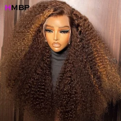 Mel Loira Destaque Perucas de Cabelo Humano, HD Lace Frontal Peruca, Jerry Curl, Transparente, P427 Colorido, 13x6