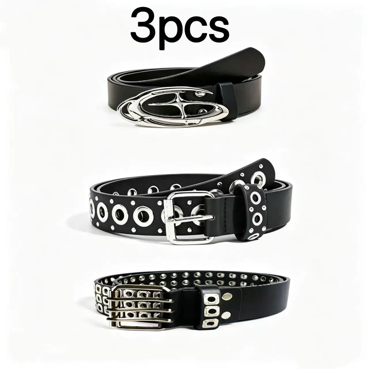 1 Novel Leather Belt Dark Punk Hip-Hop Street Style Unisex Studded Heavy-Duty Trendy Cool Personality Leather Buckle Thorn Belt