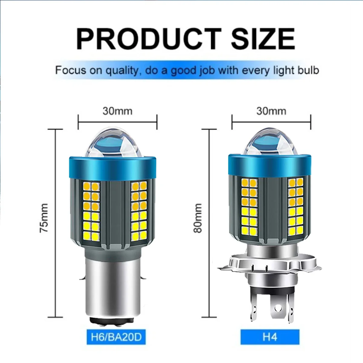 Heyword H4 H6 BA20D LED Motorcycle Headlight Dual Color White Yellow Hi Lo Beam Lens Fog Lamp for Motobike Scooter Running Light