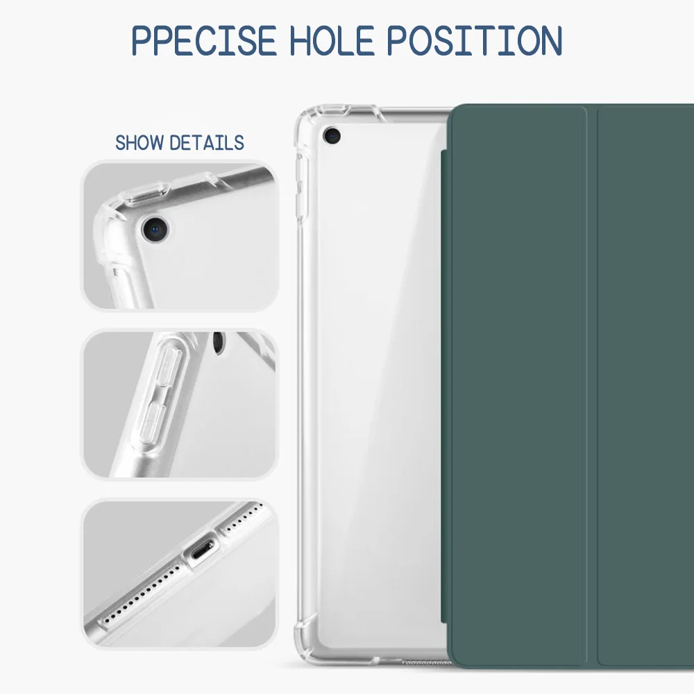 Tri-fold Smart Case For iPad 10th Gen 10.9 inch TPU Clear Back Cover for iPad 7th 2019/8th 2020/9th 2021 Auto Sleep Wake Tablet