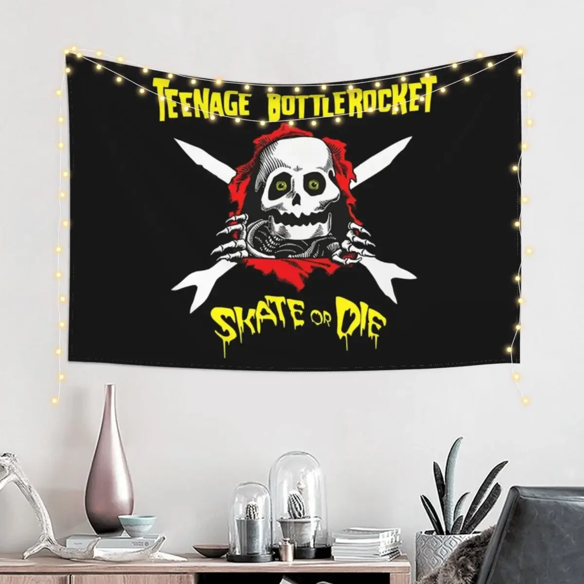 Teenage Bottle Rocket Skate Or Die Tapestry Aesthetic Decoration Bedroom Decor Aesthetic Room Decorator Wall Decor Tapestry