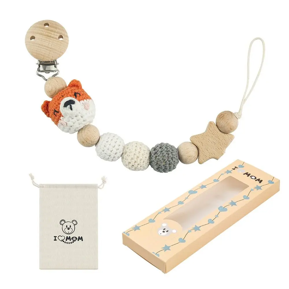 

Cartoon Animal Anti-Drop Beech Wood Teething Soother Chain Pacifier Clips Pacifier Holder Dummy Holder