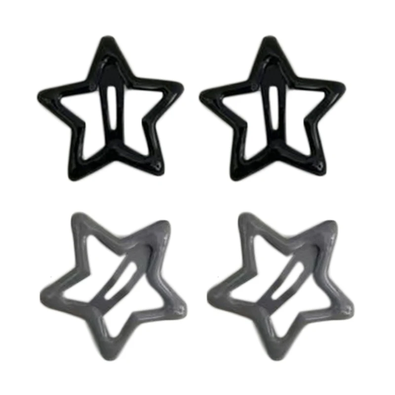 2pc/pair Y2k Hair Clip for Hot Girls Black/ Gray Star Hair Barrettes Metal Hair Barrettes for Teens Girls Dropsale