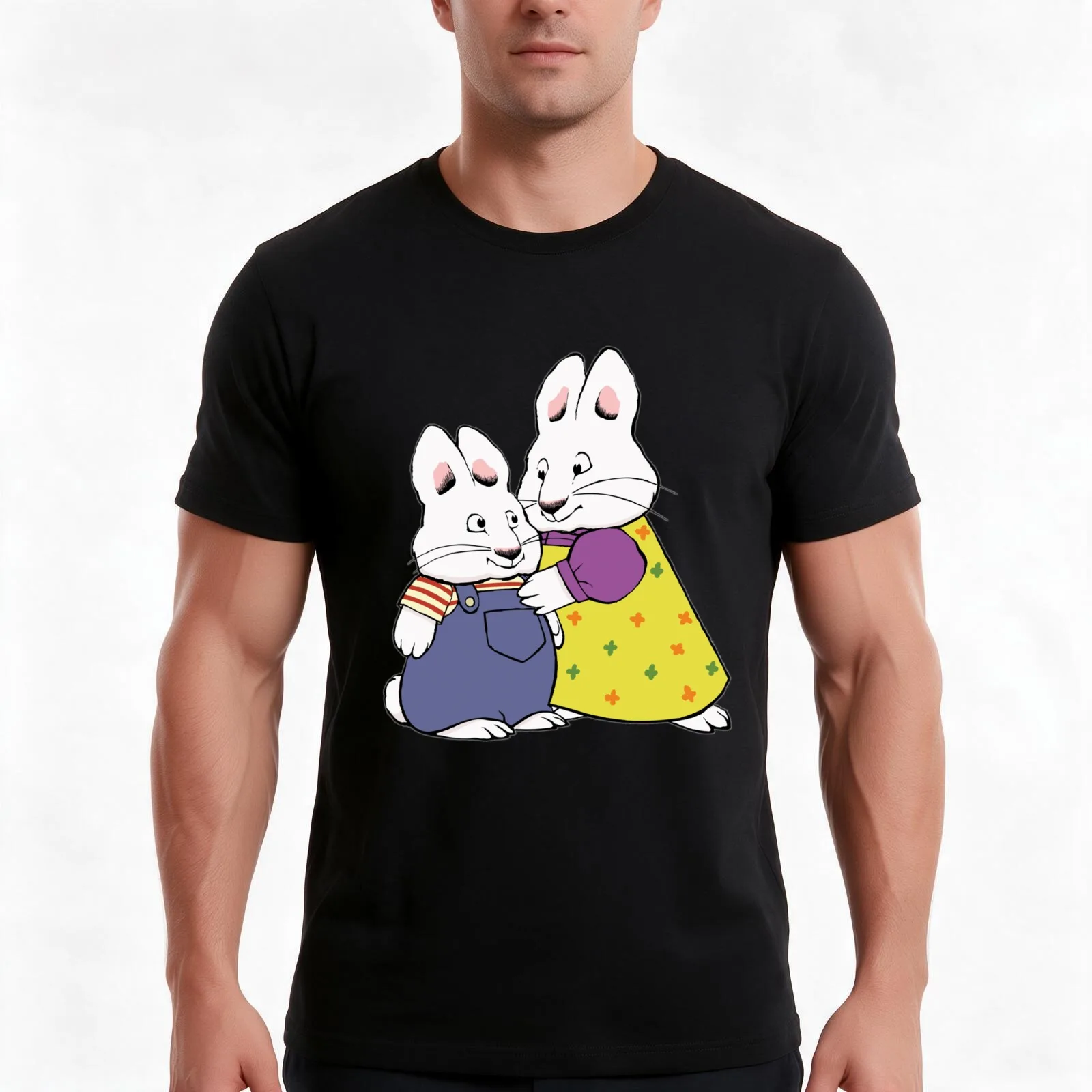 Max and Ruby T-Shirt, Summer Casual Cotton Tee, Oversized Streetwear Tops, Vintage Graphic Print, Loose Fit Short Sleeve