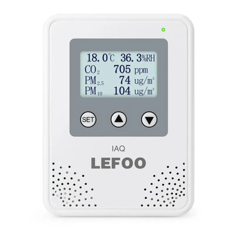 Lefoo LFG601 Transmisor de calidad del aire todo en uno tipo interior T&RH CO2 PM2.5$PM10 VOC HCHO Con pantalla