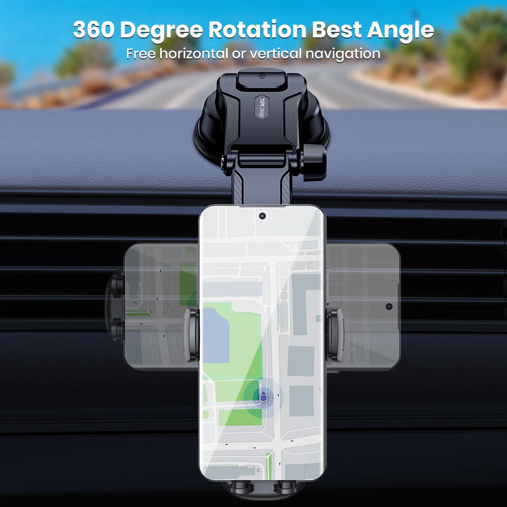 TOPK Car Phone Mount,Upgraded Support Full-Range Adjustment Cell Phone Holder for Dashboard Hands-Free Automobile for Smartphone