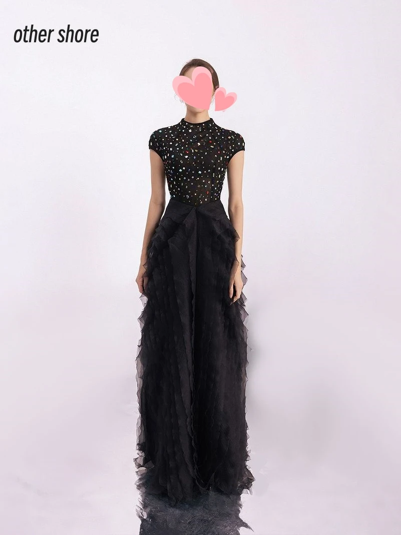 

Other Shore Elegant Vintage Sexy Black Crystal Beading Ruffle Mermaid Customize Formal Occasion Prom Dress Evening Party Gowns