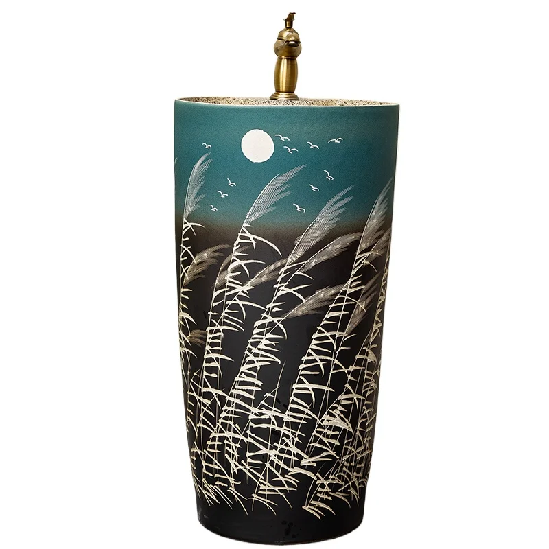 

Column washbasin, courtyard integrated pool, floor-standing basin, balcony, bathroom, column basin, ceramic