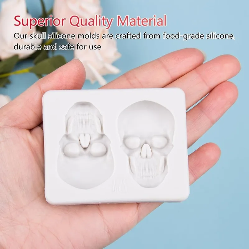 Molde creativo de silicona con cabeza de esqueleto y calavera para decoración de pasteles, moldes para dulces y Chocolate, herramientas para dulces DIY