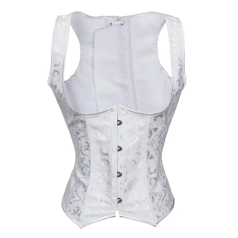 Underbust Corset for Women Sexy Shoulder Strap Bustier Top Vest Plus Size Black White