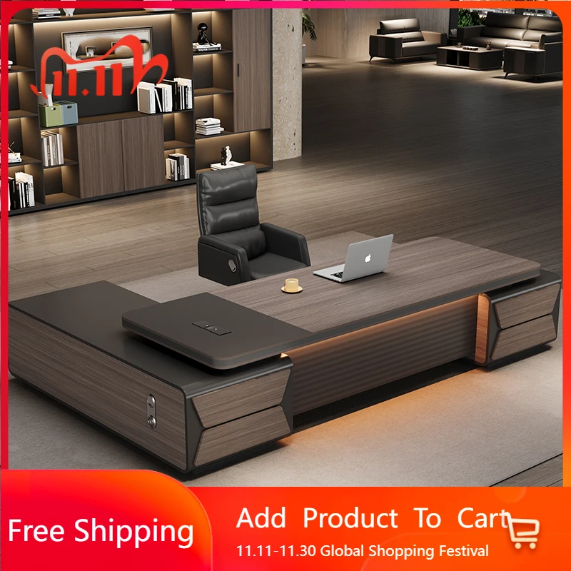 

Wooden Modern Office Desk Computer Standing Executive Minimalist Office Desk Lshaped Long Escrivaninha Commercial Furniture