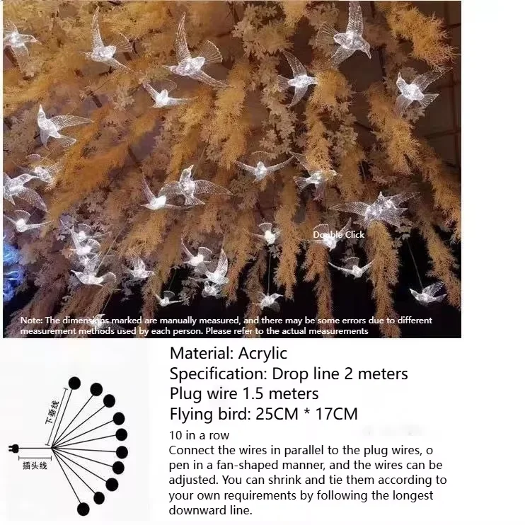 Bruiloft Props 10 Stuks Vogellicht Transparante Lichtgevende Kroonluchters Plastic Plafondverlichting Vakantie Licht Verjaardagsfeestje Decoratie