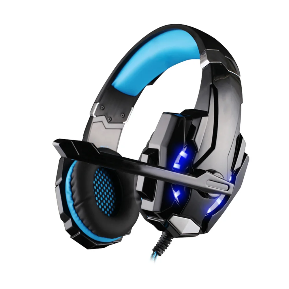 

Gaming Headset Black Over Ear Led Light Noise Canceling Microphone For Computer Games Music Movie Long Wear Headphones