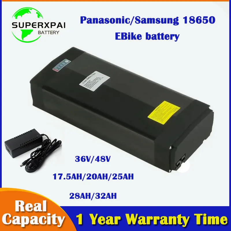 48V rear rack li ion battery 18650 battery pack 36V 25ah 32ah 48V 20ah 28ah ebike battery suitable for  250W-1500W motor