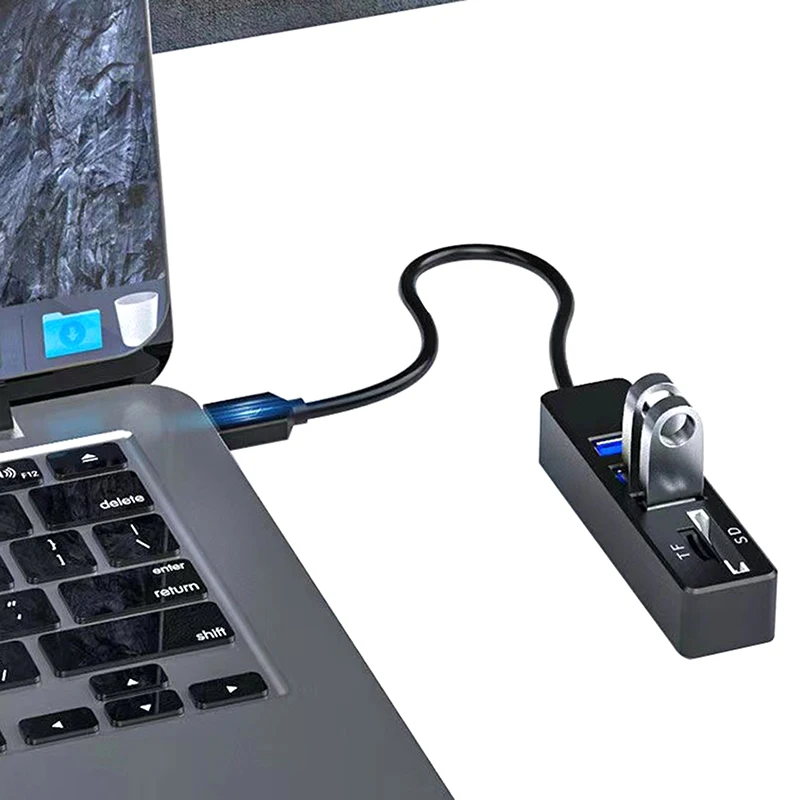 USB 2.0 Multi Ports High Speed 3 Port Hub USB Splitter Multiple Extender TF SD Card Reader Adapter Expander for Laptop PC