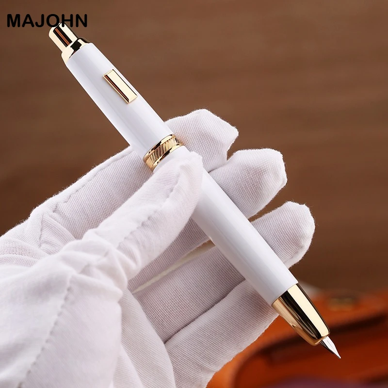 MAJOHN A1 Press Metal Fountain Pen Colorful Retractable With Gold/Black Clip Office School Supplies PK JINHAO 10 20 A2 A3