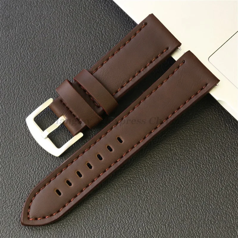 Retro Calfskin Leather Watchbands 18mm 20mm 22mm 24mm Smartwatch Strap for Seiko for Omega Belt Dark Brown Watches Accessories