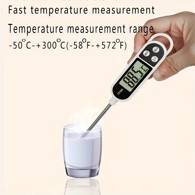 Digital LCD Food Thermometer, Meat Syrup Temperature Gauge with Plastic Probe, Food Safety Tool for Home BBQ Kitchen Christmas G