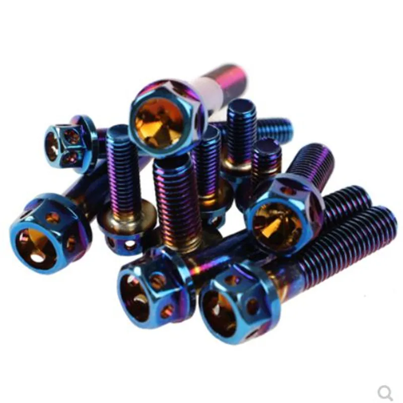 5PC-20PC M4 M5 M6 M8 M10 titanium plated Blue Gloden colour stainless steel DIN6921 Hexagon Flange Head Screw bolts
