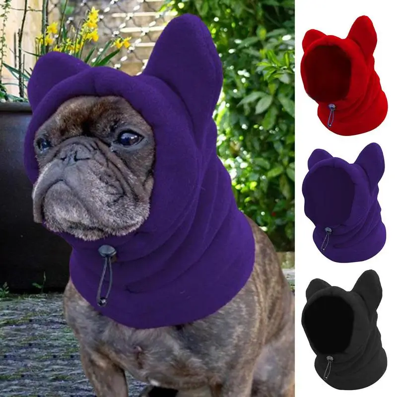 Dog Winter Hat Thickened Cozy Polar Fleece Dog Hood Washable Ears Hoodie Head Wrap Neck Warmer Scarf for Winter Cold Weather