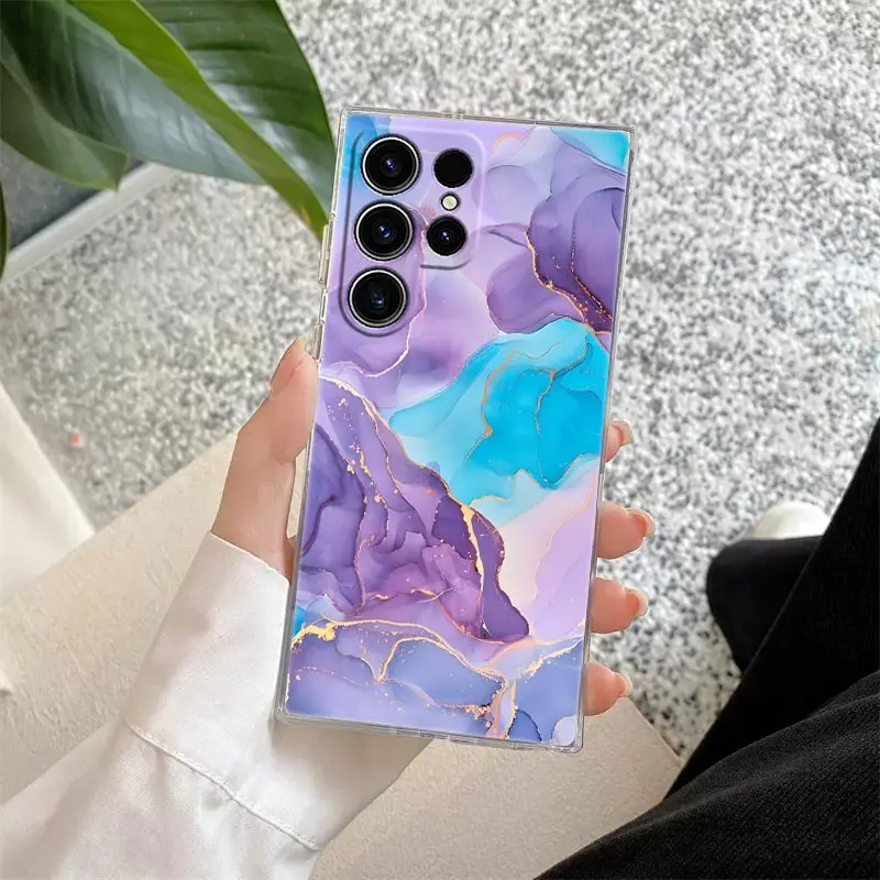 Modne etui na telefon z marmurowym wzorem dla Samsung S24 S23 Ultra 5G S22 S20 S10 Plus S21 FE Clear Cases Cover Galaxy S24Ultra Fundas — zdjęcie 7