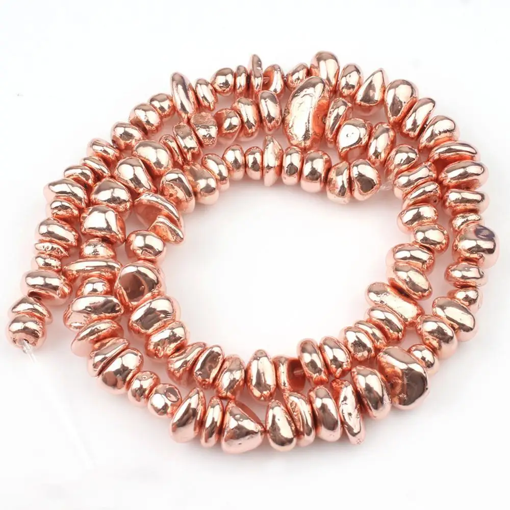 4–8 mm schwarze Gallensteine-förmige Perlen, plattiert, farbiges schwarzes Erz, verstreute Perlen, DIY-Armband, Halskette, Zubehör, Perlen im Großhandel – Detail 8