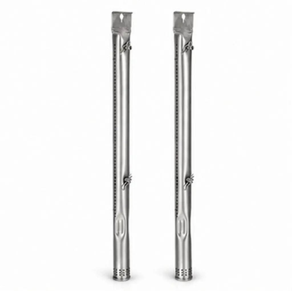 2Pcs Stainless Steel Bbq Burner Tubes Gas Grill Replacement Outdoor Grill Repair Parts High Heat Resistance 14.96in