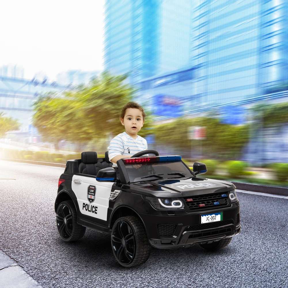 12V Kids Police Ride On Car Electric Cars 2.4G Remote Control, LED Flashing Light, Music & Horn.