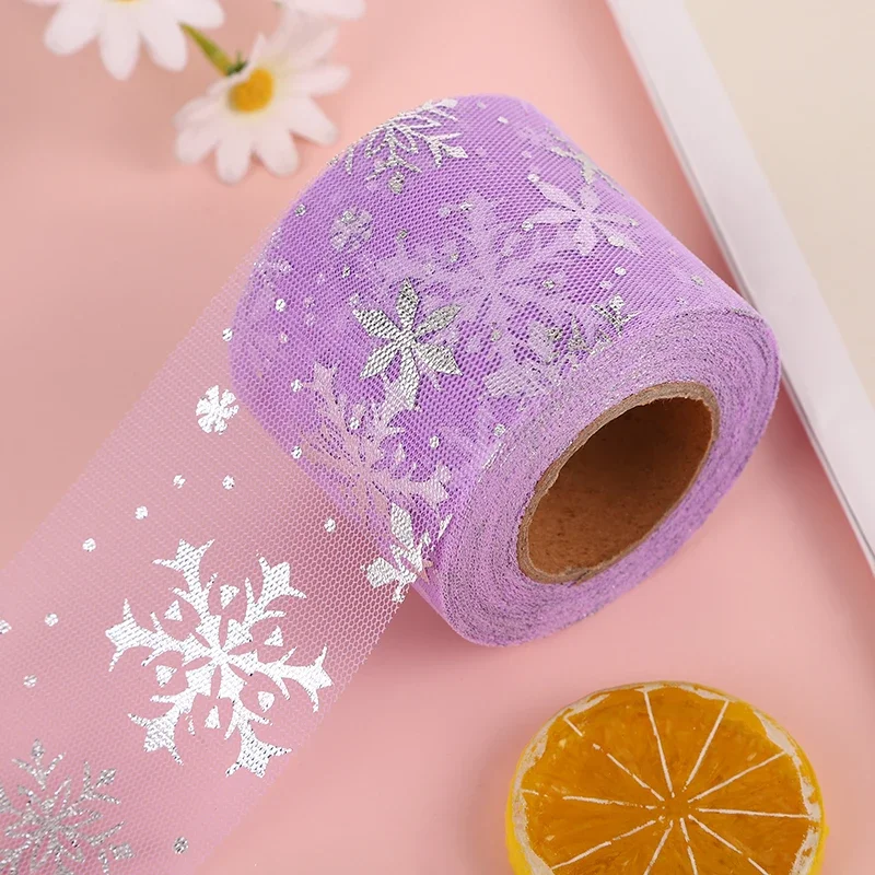 25 jardów/rolka 6CM 8CM szerokość folia śnieżynka tiul rolki Organza Baby Shower materiały na wesele DIY do włosów łuki ręcznie materiałów