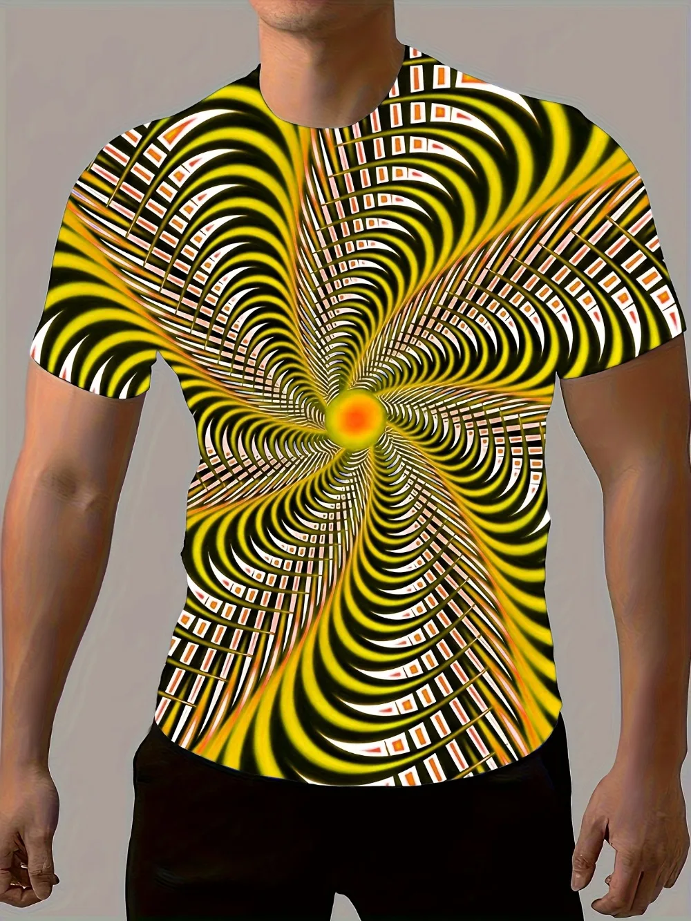 Creativity Rainbow Vertigo Hypnotic Vortex 3D  Sport Quick-dry Breatha Men T-shirt Outdoor Street Casual Parent-Child Clothing