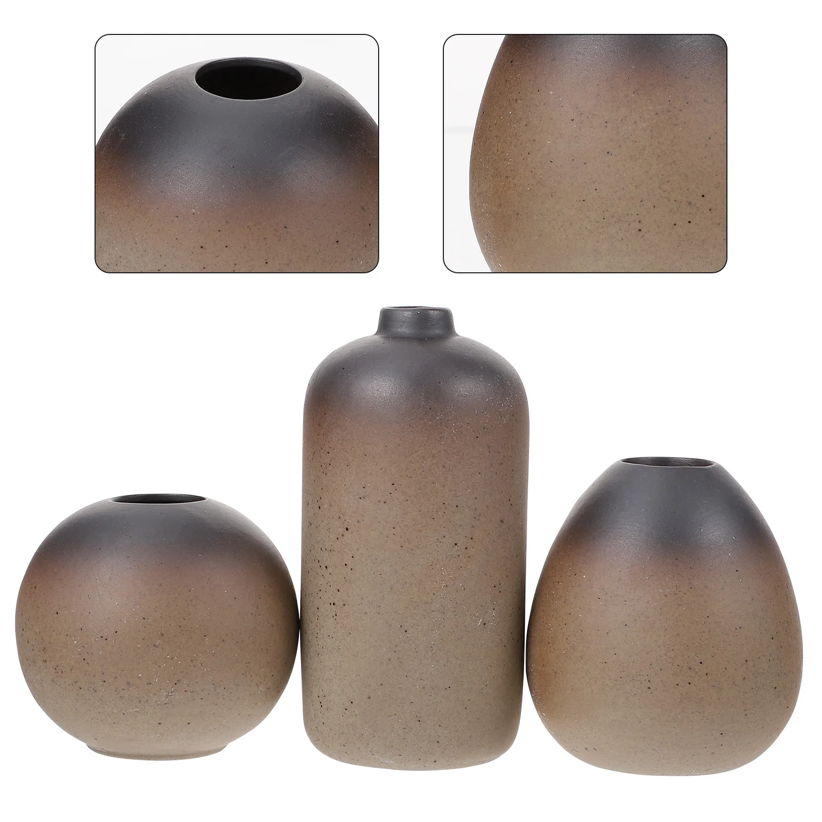 

3Pcs Vintage Ceramic Flower Vase Simple Style Balcony Garden Bedroom Modern Home Adornment Flower Arrangement Vase