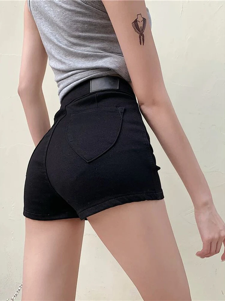 

High Waist Slimming Denim Shorts for Women Summer 2026 Washed Black Hot Pants Tight Fit Casual Style Chinese Production
