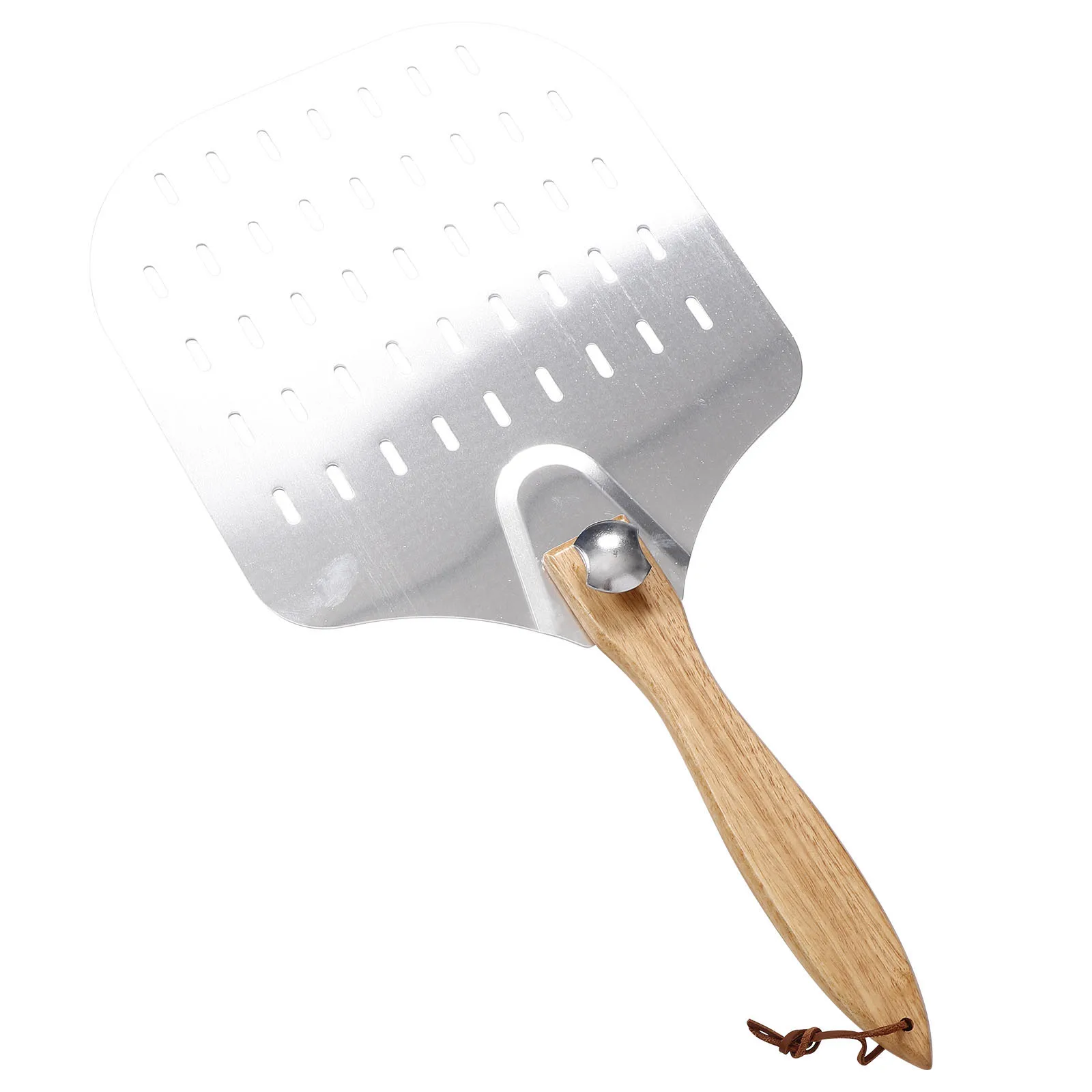 

Wooden Handle Pizza Paddle Spatula Stainless Steel Perforated Peel Baking Tool Oven Easy Storage Practical Functions