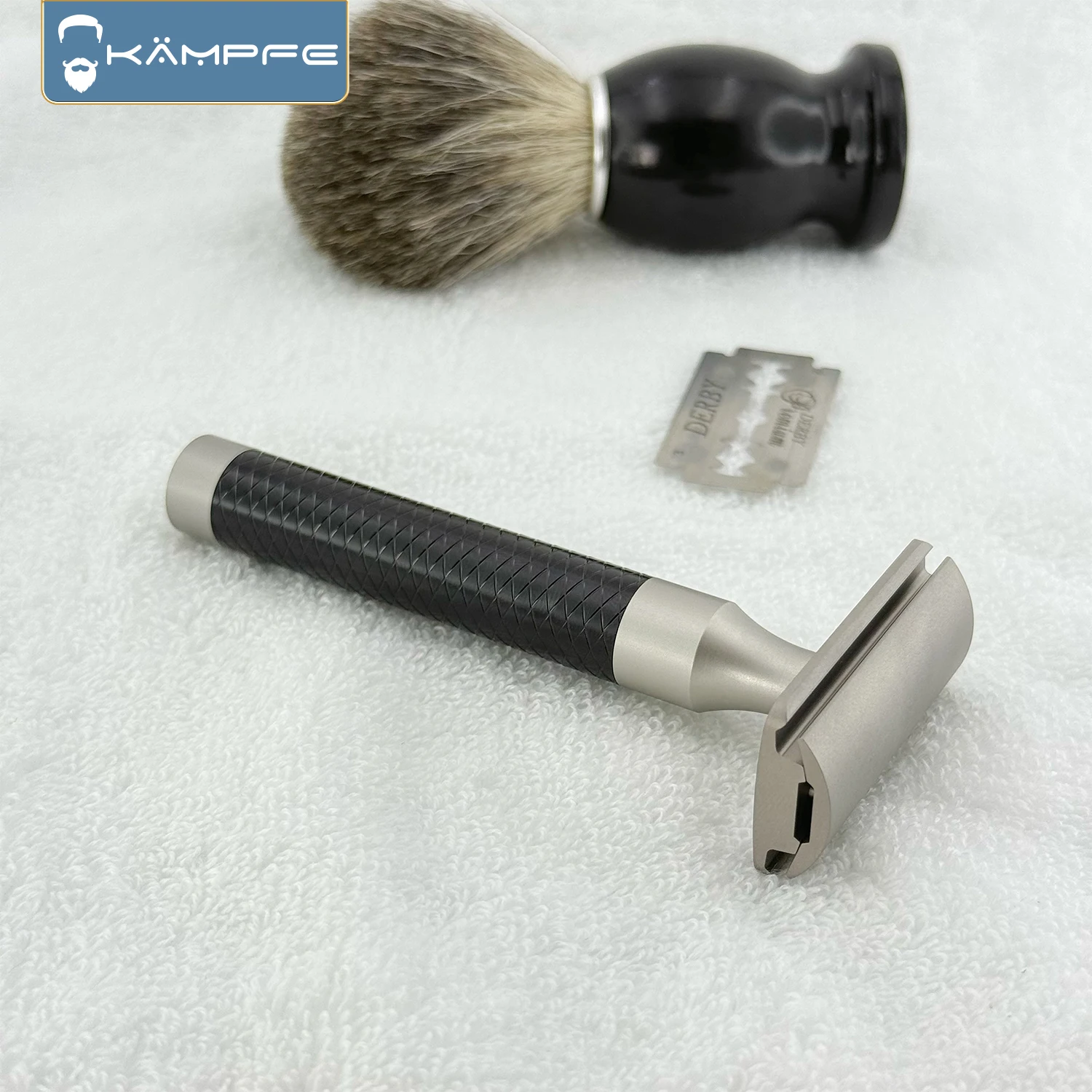 KAMPFE Titanium traditional CNC machined manual safety Double Edge Razor shaver man Father’s Day gift
