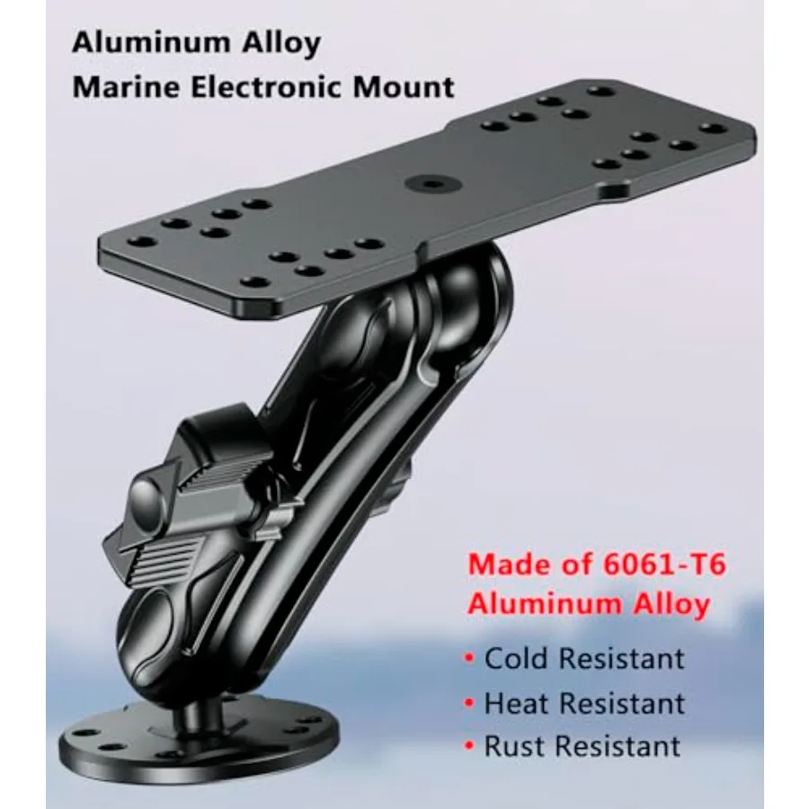 سبائك الألومنيوم صياد السمك جبل مع B حجم 1 الكرة لوحة مستطيلة قاعدة مستديرة 5.9 الذراع الطويلة البحرية الإلكترونية جبل متوافق